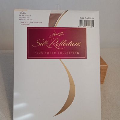 Hanes Silk Reflections 3 Plus Sheer Queen Style 913 Reinforced Toe Little Color